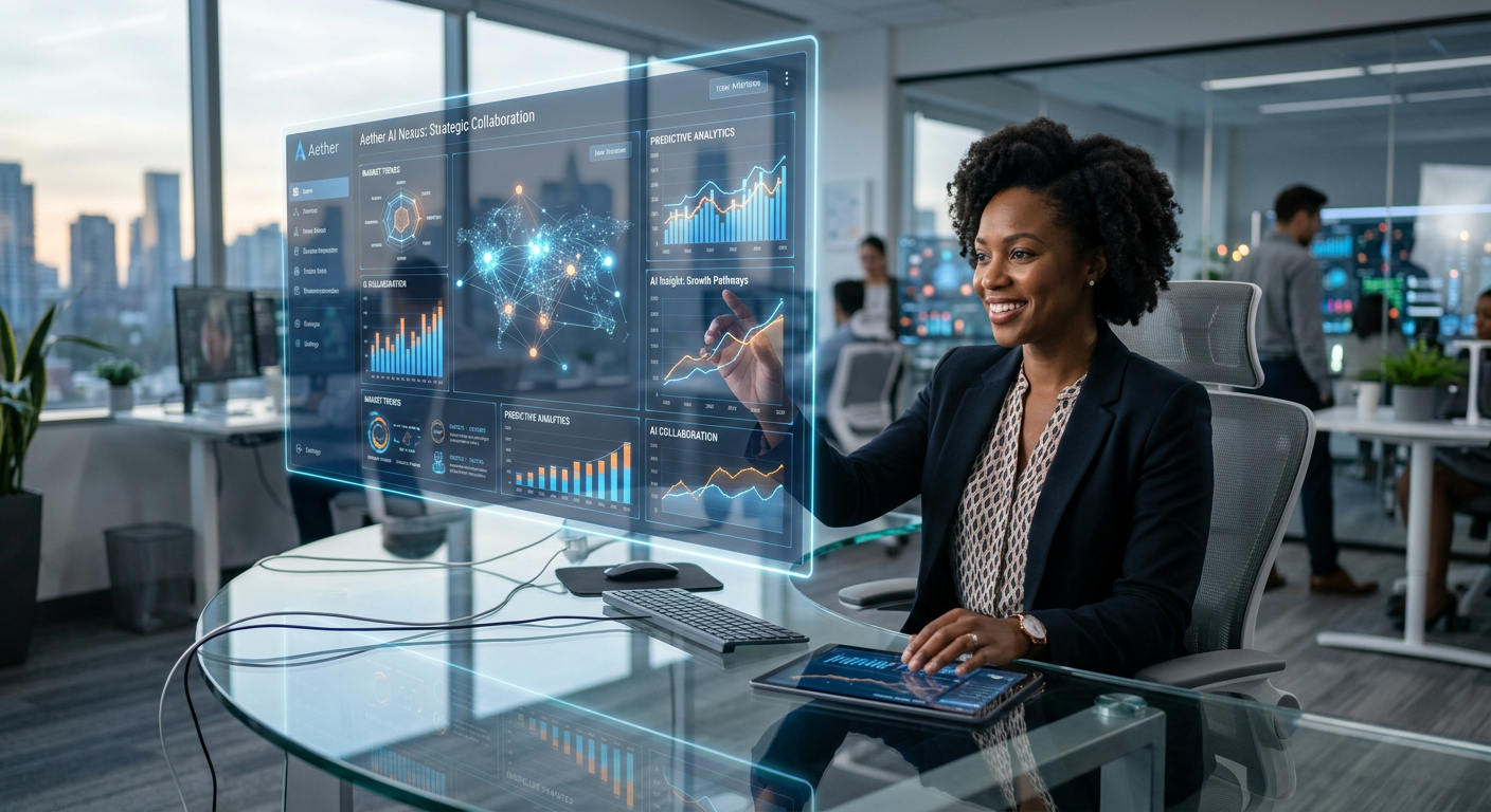 Professional working with an AI-powered digital system